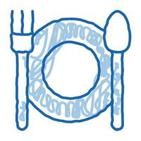 Plate Fork And Spoon doodle icon hand drawn illustration vector