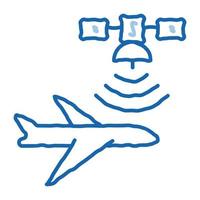 air plane satellite navigation doodle icon hand drawn illustration vector