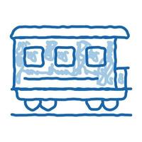 ilustración de dibujado a mano de icono de doodle de vagón de tren de pasajeros vector