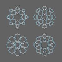 Set of outline gradient islamic geometric pattern collection vector