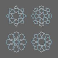 Set of outline gradient islamic geometric pattern collection vector