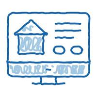 sitio web para búsqueda inmobiliaria doodle icono dibujado a mano ilustración vector