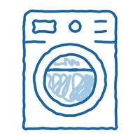 Washing House Machine doodle icon hand drawn illustration vector