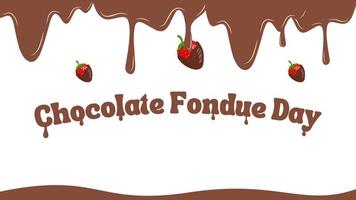 ilustración del día de la fondue de chocolate. deliciosa fresa con chocolate. adecuado para póster, portada, web, banner de redes sociales. vector