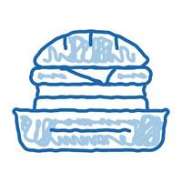 burger fast food doodle icon hand drawn illustration vector