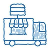 fast food truck doodle icon hand drawn illustration vector