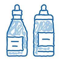 ketchup and mayonnaise sauce bottles doodle icon hand drawn illustration vector