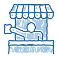 street food seller doodle icon hand drawn illustration vector