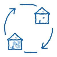 casas intercambio doodle icono dibujado a mano ilustración vector
