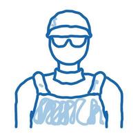 drain cleaning worker doodle icon hand drawn illustration vector