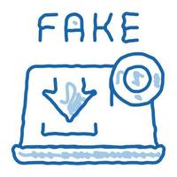 descargando video falso doodle icono dibujado a mano ilustración vector