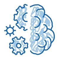 brain work mechanical gears doodle icon hand drawn illustration vector