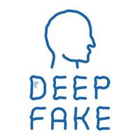 deepfake human face doodle icon hand drawn illustration vector