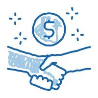 business contract handshake doodle icon hand drawn illustration vector