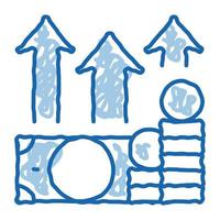 money growth arrows doodle icon hand drawn illustration vector