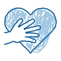 touch heart doodle icon hand drawn illustration vector