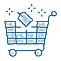shop cart label doodle icon hand drawn illustration vector