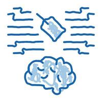 neuromarketing label and brain doodle icon hand drawn illustration vector