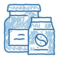 paquete de producción de café doodle icono dibujado a mano ilustración vector