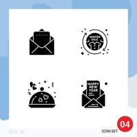 conjunto de 4 glifos sólidos vectoriales en cuadrícula para documento invitación de venta de ropa romántica elementos de diseño vectorial editables vector