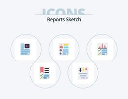 informes sketch flat icon pack 5 diseño de iconos. documento. analítica. papel. video. papel vector