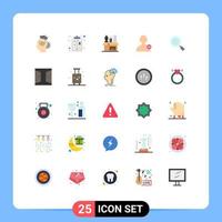 Group of 25 Modern Flat Colors Set for magnifier user holder interface stationary Editable Vector Design Elements