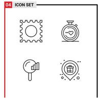 4 Universal Filledline Flat Colors Set for Web and Mobile Applications drug signal love find market Editable Vector Design Elements