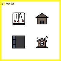 Modern Set of 4 Filledline Flat Colors Pictograph of development grid video game home home Editable Vector Design Elements