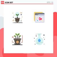 Modern Set of 4 Flat Icons and symbols such as green finance illumination love startup Editable Vector Design Elements