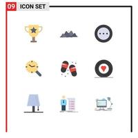 Set of 9 Modern UI Icons Symbols Signs for beach watch ellipsis research radio Editable Vector Design Elements