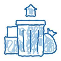 trash can home doodle icon hand drawn illustration vector