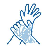 hand hold arm stop hit doodle icon hand drawn illustration vector