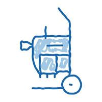 drain cleaning machine on cart doodle icon hand drawn illustration vector