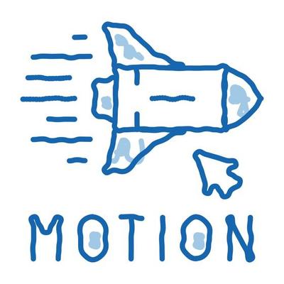 work with rocket objects in action doodle icon hand drawn illustration