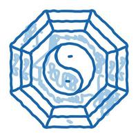 alfombra con yin yang patrón vista superior doodle icono dibujado a mano ilustración vector