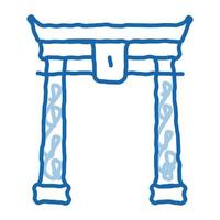 chinese arch with columns doodle icon hand drawn illustration vector