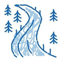 ski track doodle icon hand drawn illustration vector