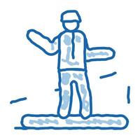 snowboarder slalom doodle icon hand drawn illustration vector