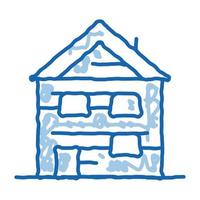 ski resort cabin building doodle icon hand drawn illustration vector