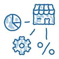 franchise infographic mechanical gear percent doodle icon hand drawn illustration vector