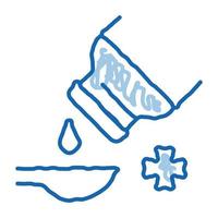 drip syrup into spoon doodle icon hand drawn illustration vector