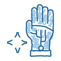 icono de doodle de tecnología de guante virtual ilustración dibujada a mano vector