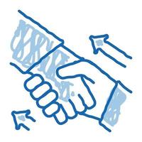 human handshake doodle icon hand drawn illustration vector