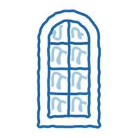 arched window consisting of square glasses doodle icon hand drawn illustration vector