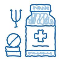 píldoras médicas para trastorno mental doodle icono dibujado a mano ilustración vector