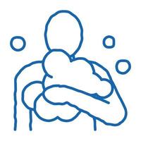 man in soap suds doodle icon hand drawn illustration vector