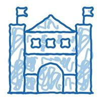 castillo parque de atracciones doodle icono dibujado a mano ilustración vector