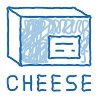 cheese bar doodle icon hand drawn illustration vector