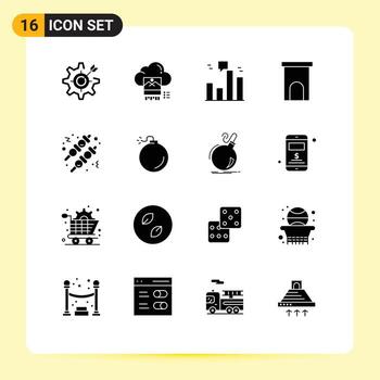 Editable Vector Line Pack of 16 Simple Solid Glyphs of property estate cloud architecture graph Editable Vector Design Elements