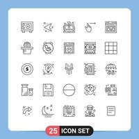 Modern Set of 25 Lines Pictograph of swipe right content gestures writer Editable Vector Design Elements